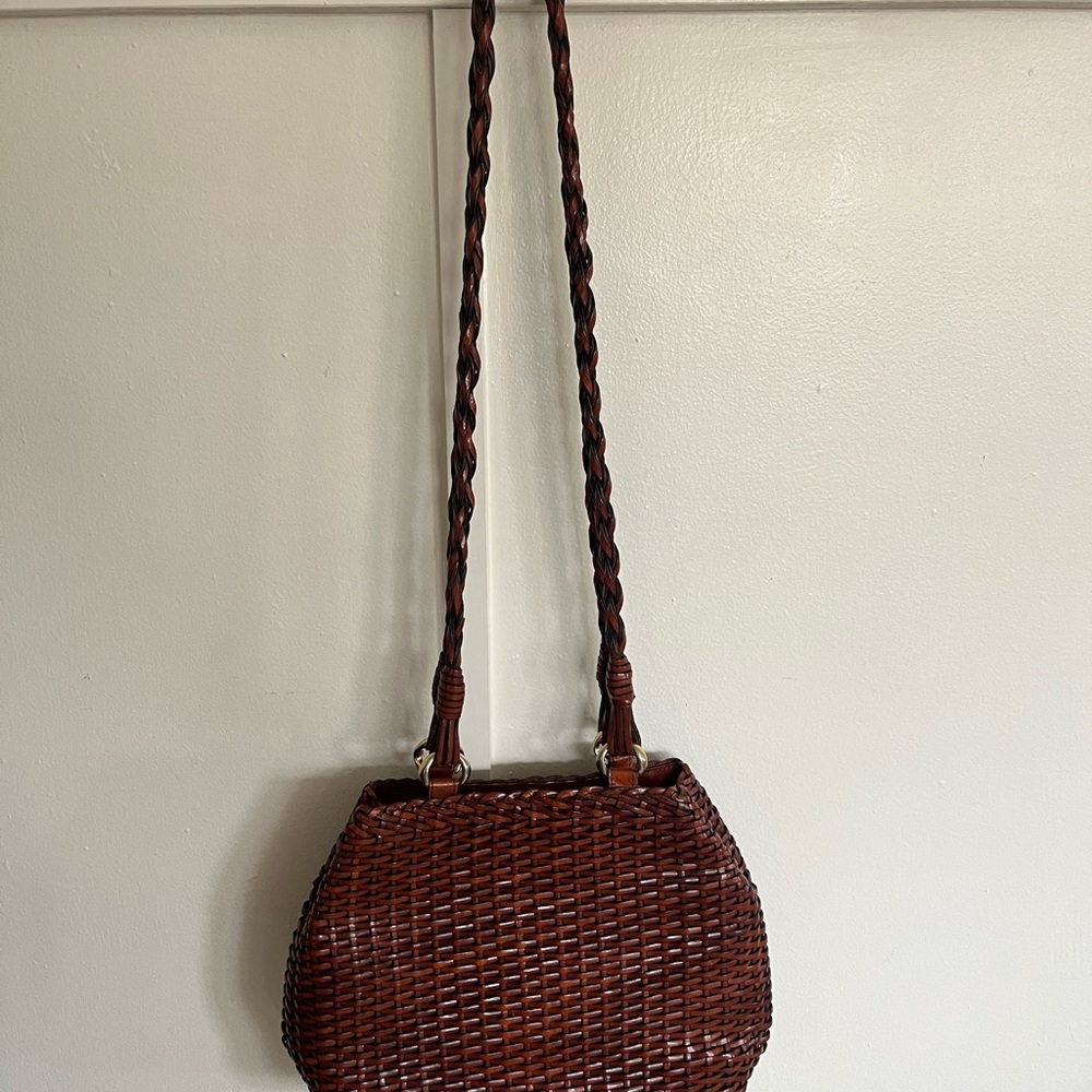 Talbots Woven Genuine Leather Shoulder Bag in Dark Brown